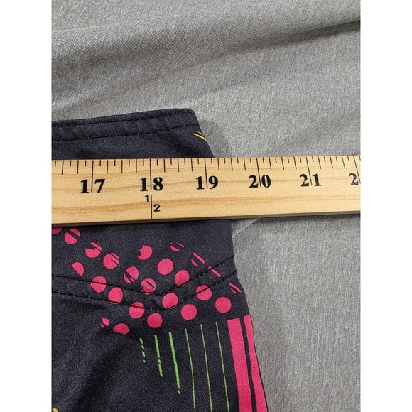 VINTAGE Maui & Sons Mens Swim Board Shorts Mens 38 11" Inseam Y2K Black Neon - Picture 6 of 9